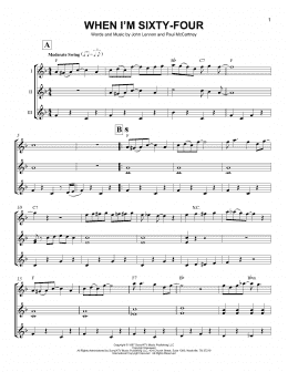 page one of When I'm Sixty-Four (Ukulele Ensemble)