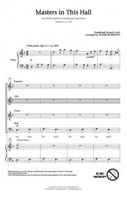 page one of Masters In This Hall (arr. Mark Burrows) (SATB Choir)