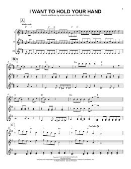 page one of I Want To Hold Your Hand (Ukulele Ensemble)