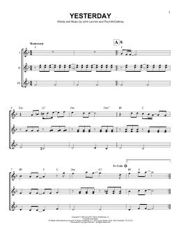 page one of Yesterday (Ukulele Ensemble)