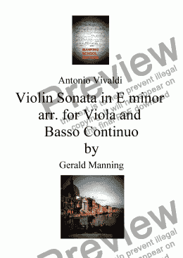 page one of VIVALDI, A.Violin Sonata IX transcribed for Viola & Harpsichord four movements complete