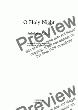 page one of Adam - O Holy Night (two-part voices & organ)