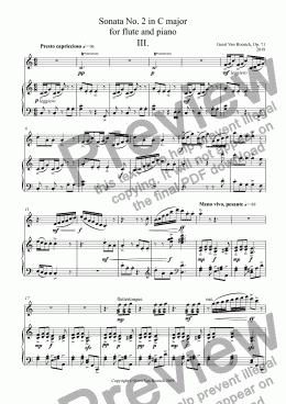 page one of Sonata No. 2 in C major  for flute and piano, Op. 71 - III. Presto capriccioso