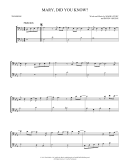 page one of Mary, Did You Know? (Trombone Duet)