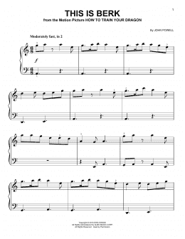 page one of This Is Berk (from How To Train Your Dragon) (Easy Piano)
