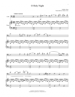 page one of O Holy Night (Cello and Piano)