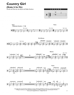 page one of Country Girl (Shake It For Me) (Drum Chart)