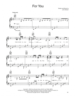 page one of For You (Piano, Vocal & Guitar Chords (Right-Hand Melody))