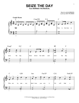 page one of Seize The Day (from Newsies The Musical) (Very Easy Piano)