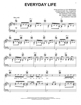 page one of Everyday Life (Piano, Vocal & Guitar Chords (Right-Hand Melody))