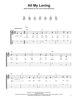 page one of All My Loving (Easy Ukulele Tab)