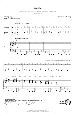 page one of Banaha (arr. Cristi Cary Miller) (3-Part Treble Choir)