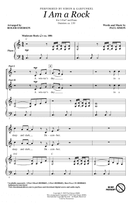 page one of I Am A Rock (arr. Roger Emerson) (2-Part Choir)