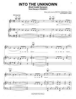 page one of Into The Unknown (from Disney's Frozen 2) (Piano, Vocal & Guitar Chords (Right-Hand Melody))