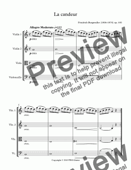 page one of La candeur String Quartet - Score and parts