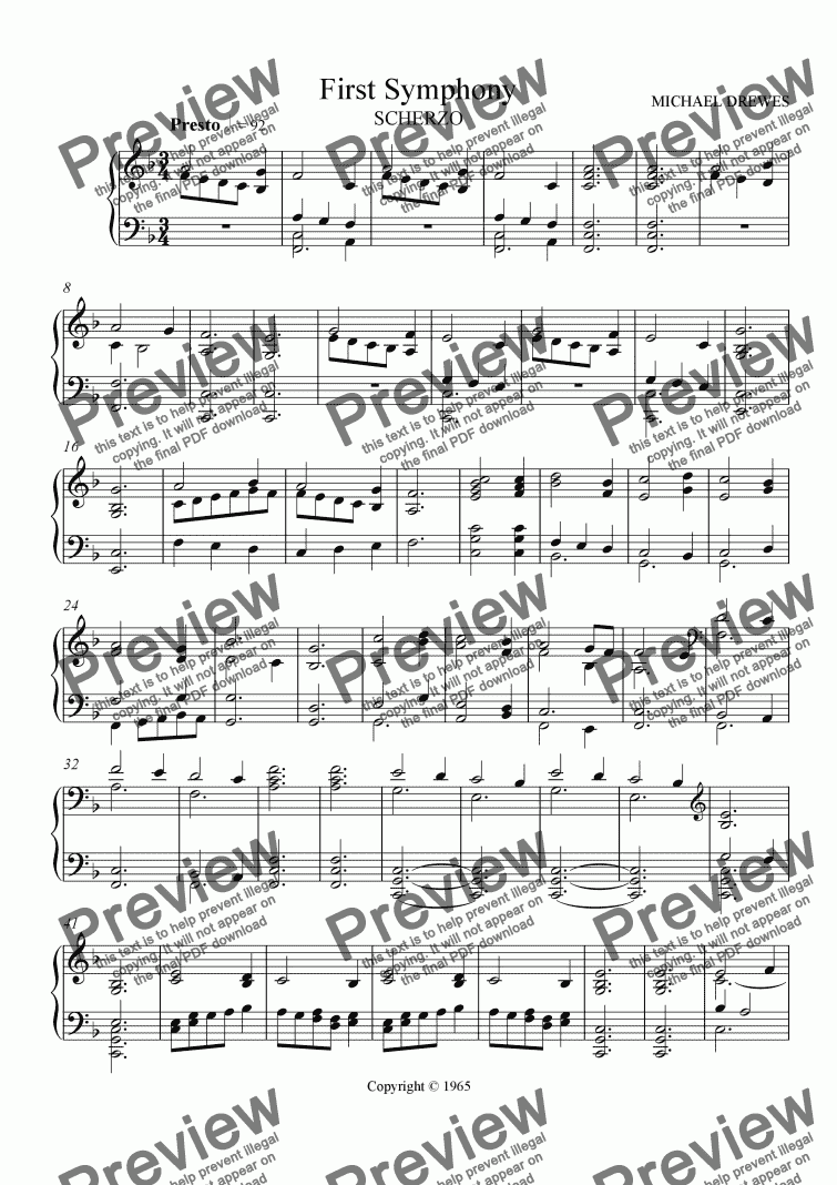page one of Symphony No. 1, Movement 3 (Piano Reduction)