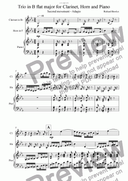 page one of Trio for Clarinet, Horn and Piano - Movement 2
