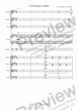 page one of A Christmas Lullaby (SSA + ensemble)