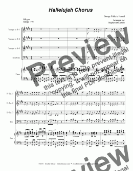 page one of Hallelujah Chorus (for Bb-Trumpets (3), Trombone, and Piano)