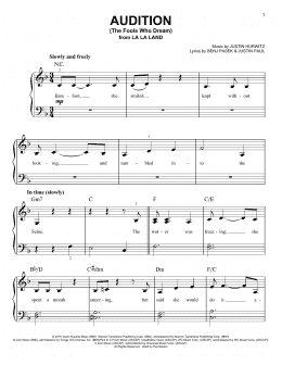 page one of Audition (The Fools Who Dream) (Easy Piano)