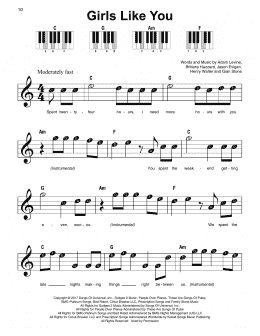 page one of Girls Like You (Super Easy Piano)