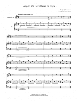 page one of Angels We Have Heard On High (Trumpet and Piano)