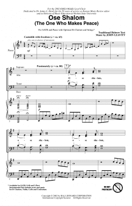page one of Ose Shalom (The One Who Makes Peace) (SATB Choir)