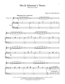 page one of Mia & Sebastian's Theme (from La La Land) (Clarinet and Piano)