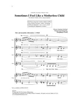 page one of Sometimes I Feel Like A Motherless Child (arr. Rosephanye Powell) (SSA Choir)