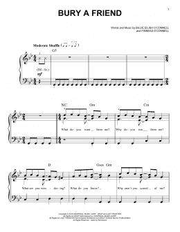 page one of bury a friend (Easy Piano)