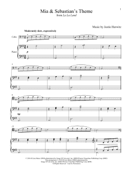 page one of Mia & Sebastian's Theme (from La La Land) (Cello and Piano)