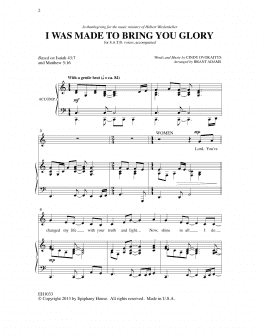 page one of I Was Made To Bring You Glory (arr. Brant Adams) (SATB Choir)