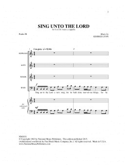 page one of Sing Unto The Lord (SATB Choir)
