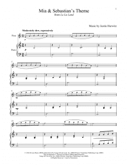 page one of Mia & Sebastian's Theme (from La La Land) (Flute and Piano)