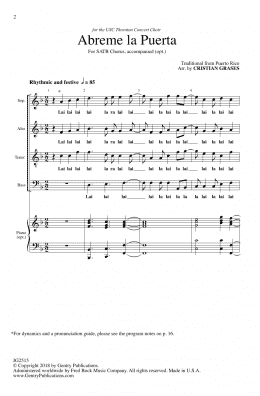 page one of Abreme La Puerta (SATB Choir)