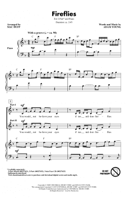 page one of Fireflies (arr. Mac Huff) (2-Part Choir)