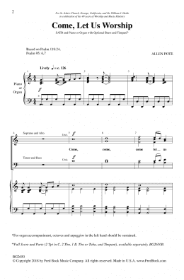 page one of Come, Let Us Worship (SATB Choir)