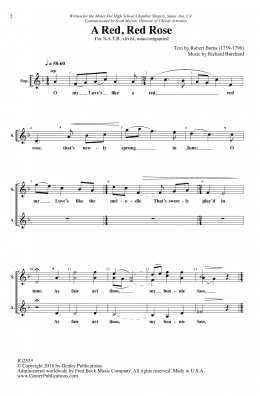 page one of A Red, Red Rose (SATB Choir)