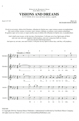 page one of Visions And Dreams (TTBB Choir)