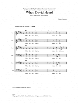 page one of When David Heard (TTBB Choir)