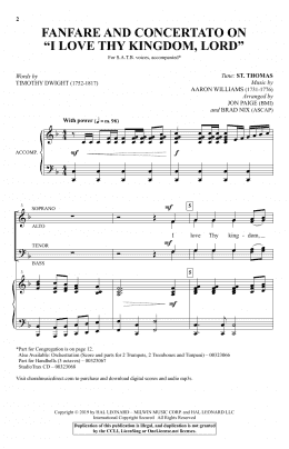 page one of Fanfare And Concertato On "I Love Thy Kingdom, Lord" (arr. Jon Paige and Brad Nix) (SATB Choir)