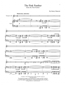 page one of The Pink Panther (Trumpet and Piano)