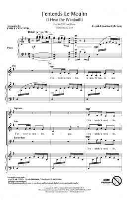 page one of J'entends Le Moulin (I Hear the Windmill) (arr. Emily Crocker) (SATB Choir)