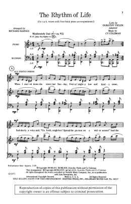page one of The Rhythm Of Life (from Sweet Charity) (arr. Richard Barnes) (SAB Choir)