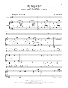page one of The Godfather (Love Theme) (Violin and Piano)