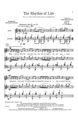 page one of The Rhythm Of Life (from Sweet Charity) (arr. Richard Barnes) (SSA Choir)