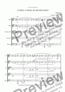 page one of O Sing A Song Of Bethlehem (woodwind quintet)