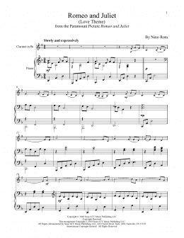 page one of Romeo And Juliet (Love Theme) (Clarinet and Piano)