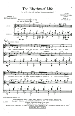 page one of The Rhythm Of Life (from Sweet Charity) (arr. Richard Barnes) (SATB Choir)