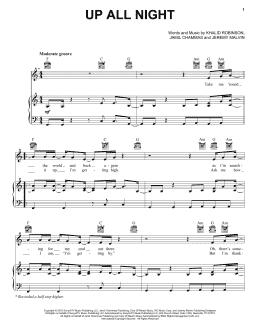 page one of Up All Night (Piano, Vocal & Guitar Chords (Right-Hand Melody))